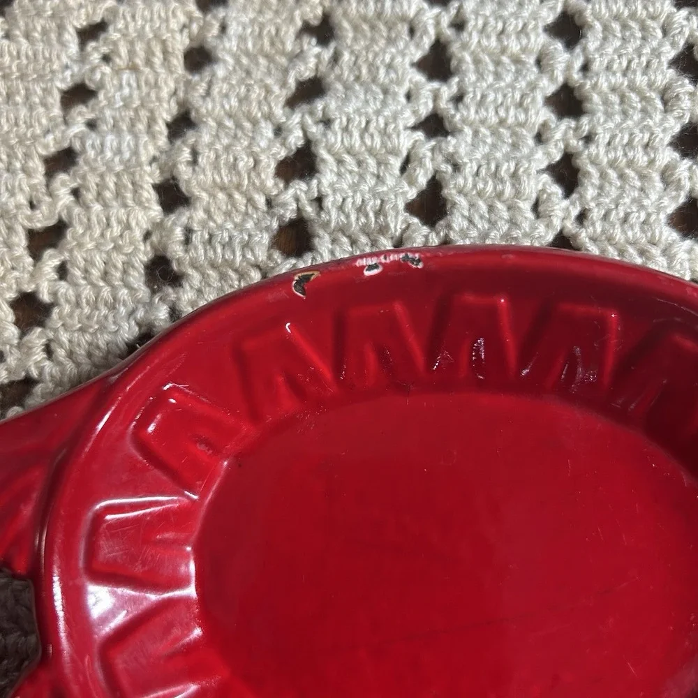 ODI Double Spoon Rest Cast Iron Enamel RED Rooster Country Farmhouse Retro